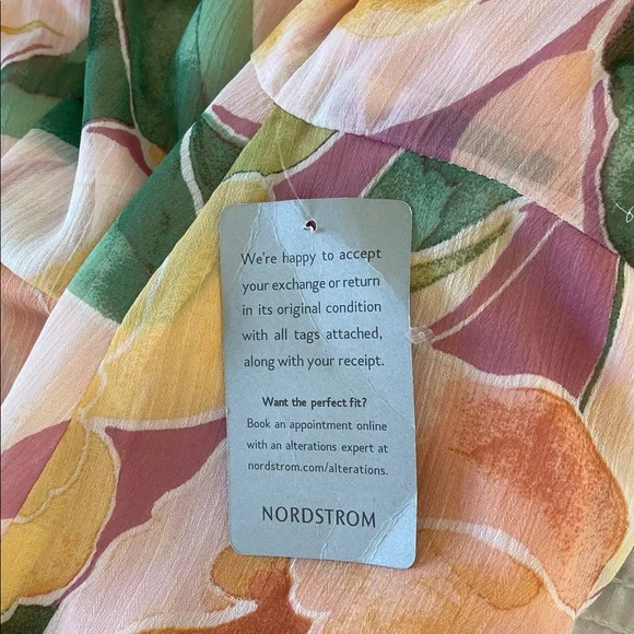 Maggy London Floral Asymmetric Hem Short Flutter Sleeve Midi Dress NWT Size 14W - Picture 9 of 9